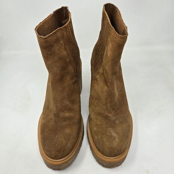 DOLCE VITA Caster H2O Cheslea Lug-Sole Platform Booties Size 8.5 Caramel Suede - Picture 3 of 13